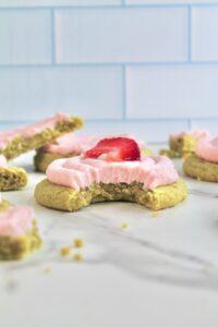 Strawberry Frosted Matcha Cookies