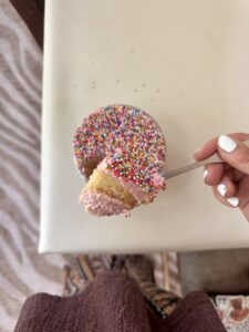 Strawberry Frosted “Dot Cake”